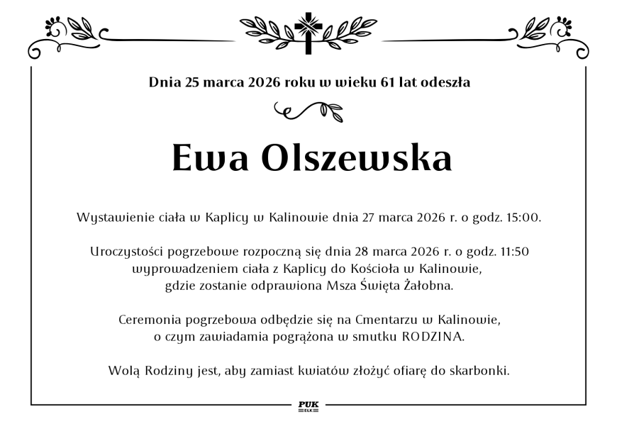 Ewa Olszewska - nekrolog